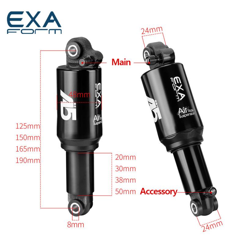 EXA Formato A5 165MM 125mm 150mm 190mm RR1 Re Cámara de Aire Amortiguador Trasero Para Bicicletas de Montaña Amortiguador MTB Ajustable
