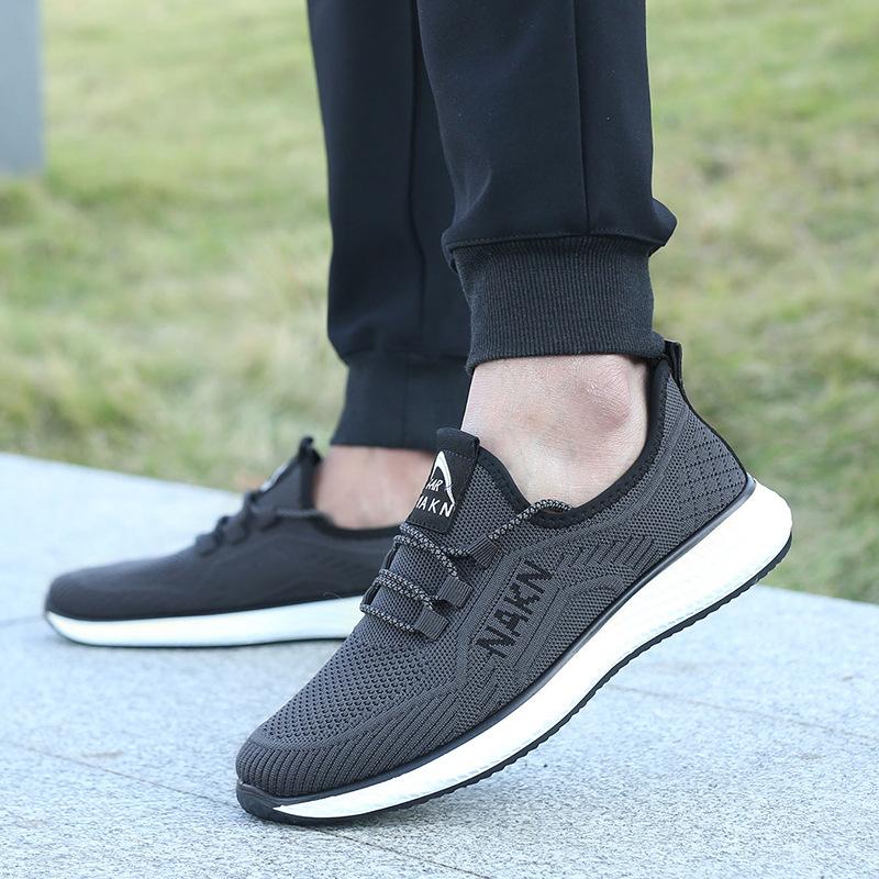 Old man head spring men's casual sports breathable lace-up fly-woven shoes light mouth black gray trend shoes new 15656