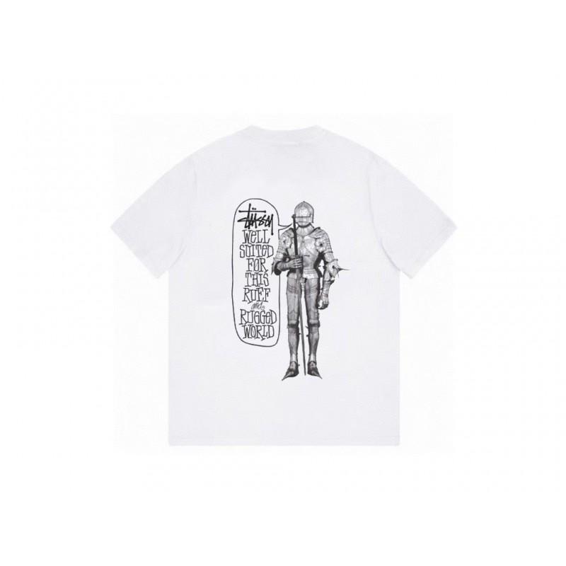 Stussy Short Sleeve T-Shirt Teens Loose Fit 270g Cotton Round Neck Casual Wear