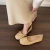 Retro Flat-bottomed Bow Doudou Shoes Summer New Square Head Single Shoes with Skirt Flats