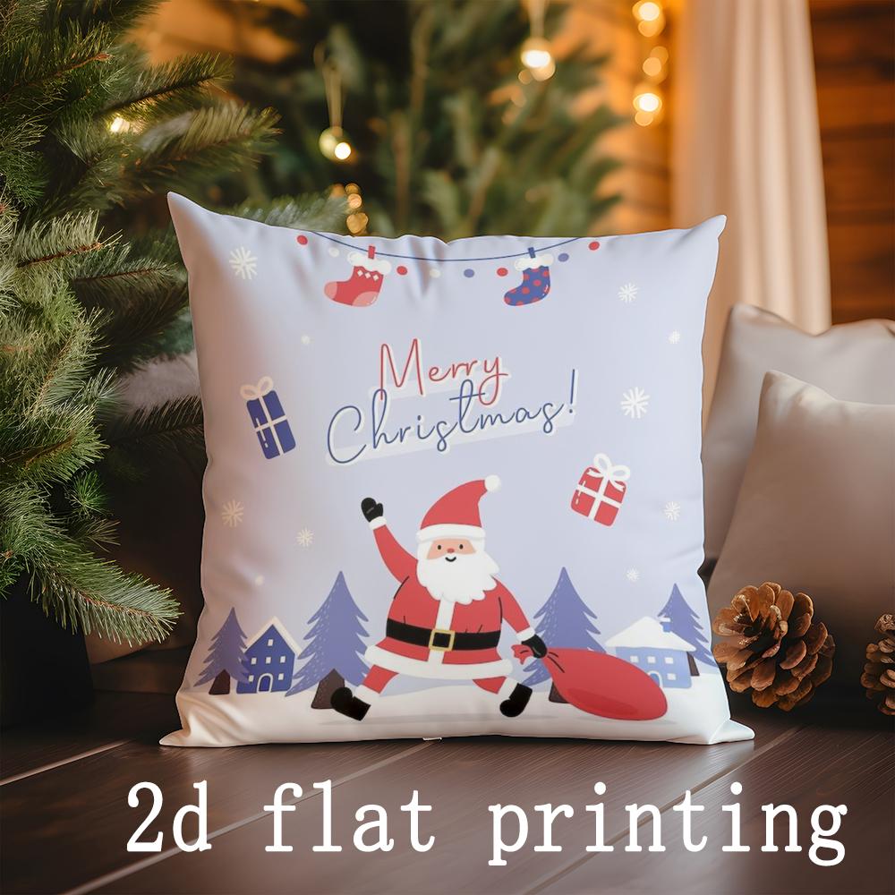 Heimdekoration Frohe Weihnachten Santa Kissenbezüge Geeignet für Sofa Schlafzimmer Auto Kissenbezug Kissen Rechteckiges Rückenkissen