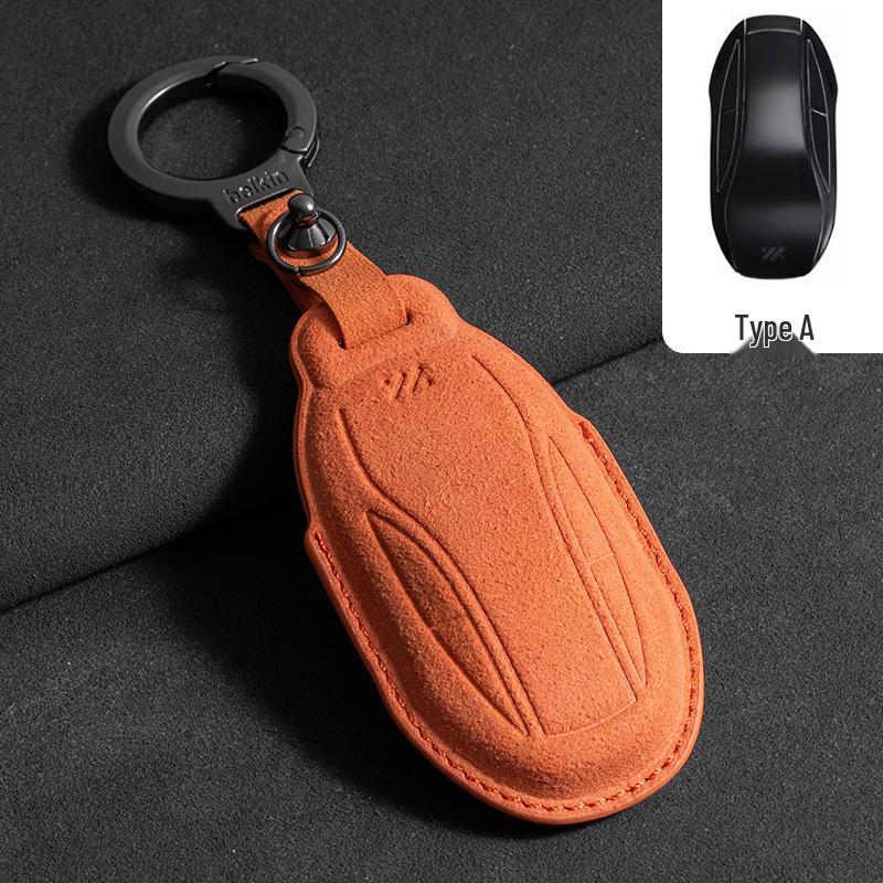Zhiji L7 Key Cover: Suede LS7 Car Key Case with Buckle, Unisex Interior Accessory