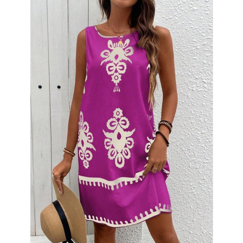 

Women s Sleeveless Printed Casual Summer Dress Vacation Beach Outfit Bohemian Dresses Woman Summer Y2k Clothes S