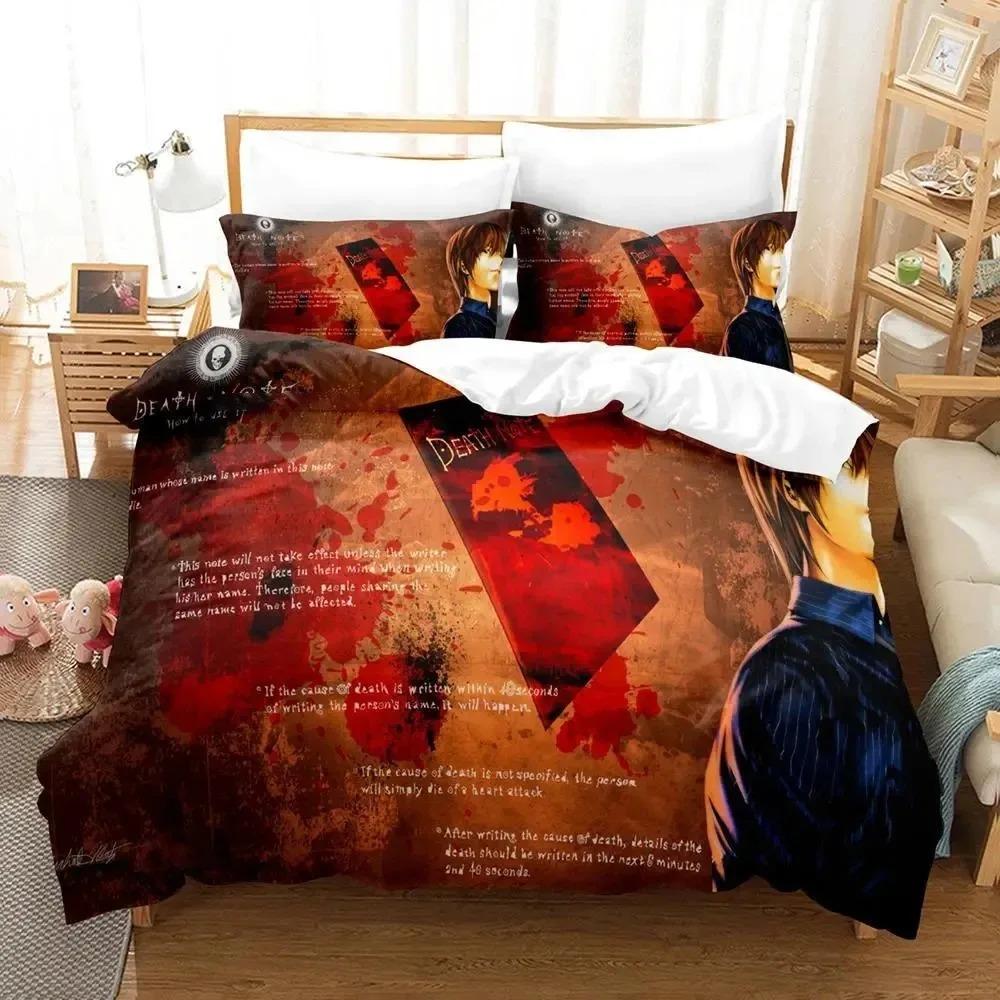 3D Print Death Anime Note Bedding Collection Boys Girls Twin Queen King Size Duvet Cover Pillowcase Bed Boys Adult Home Textileextile