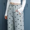UNIFREE Plush Lined Casual Wide Leg Pants with Paw Print