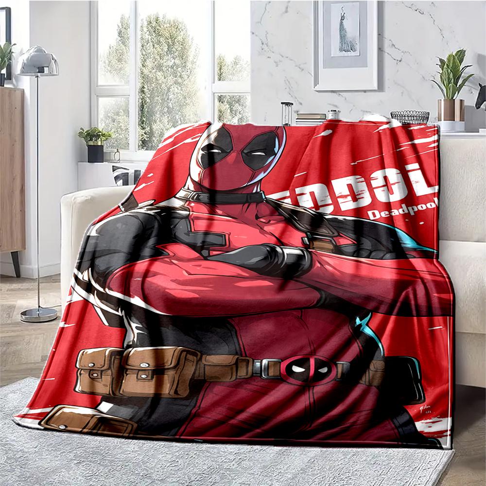 Deadpool Theme Printed Blanket - Perfect for Couch, Bed, Travel & Outdoor Use | Machine Washable, Cozy & Durable.