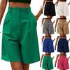 Pantalones para Mujer, Verano, Corte Ajustado, Cintura Alta, Corte Holgado, Adelgazantes, Pierna Recta, Pantalones Casuales de Longitud Media, Transpirables, Pierna Ancha, Pantalones Cortos