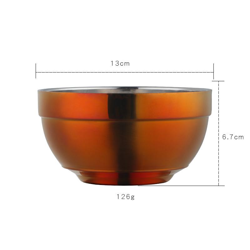 304 Stainless Steel Bowl Double Layer Insulated Rice Bowl Kids Tableware Soup Bowl for School Cafeteria