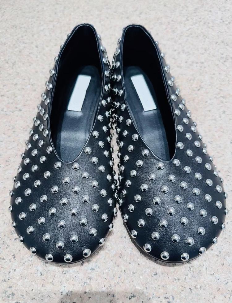 Sheepskin version~ leather big head shoes women's retro British style small leather shoes full of diamonds 2025 one pedal casual single shoes tide