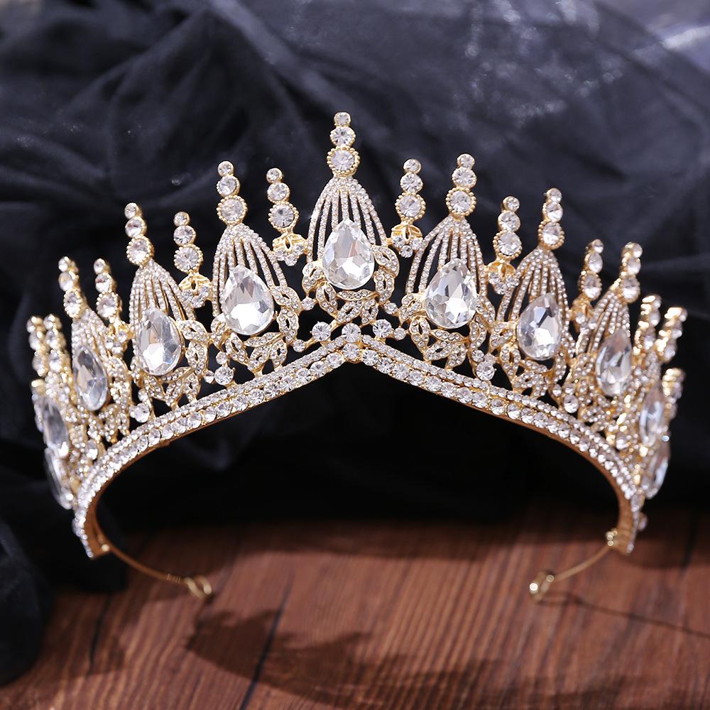 DIEZI New Gift Baroque Luxury Opal Crystal Crown For Women Girls Wedding Elegant Luxury Princess Tiara Party Hair Dress Jewelry