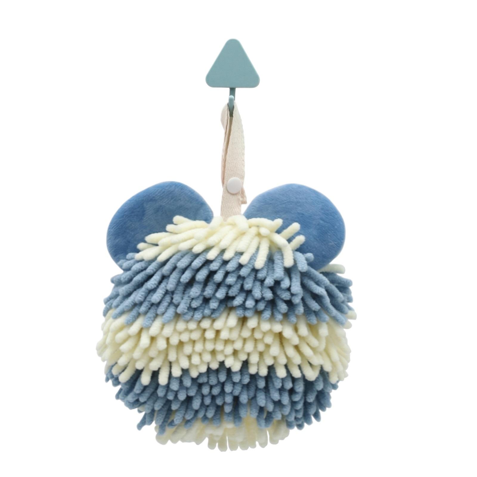 Chenille Hand-Drying Ball  Kanglewu Striped Cartoon Hand Towel Hangable, Creative, And Absorbent Hand Towel синий