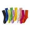 5 Pairs Mid-tube Socks Fall/Winter Ladies Pile Socks Candy Striped Stockings