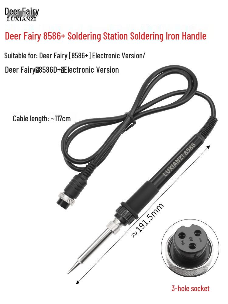 

Deer Fairy 936 Soldering Iron Handle for Saike 952T12 Station, 203 Constant Temp, 969D Hot Air Gun Accessories.