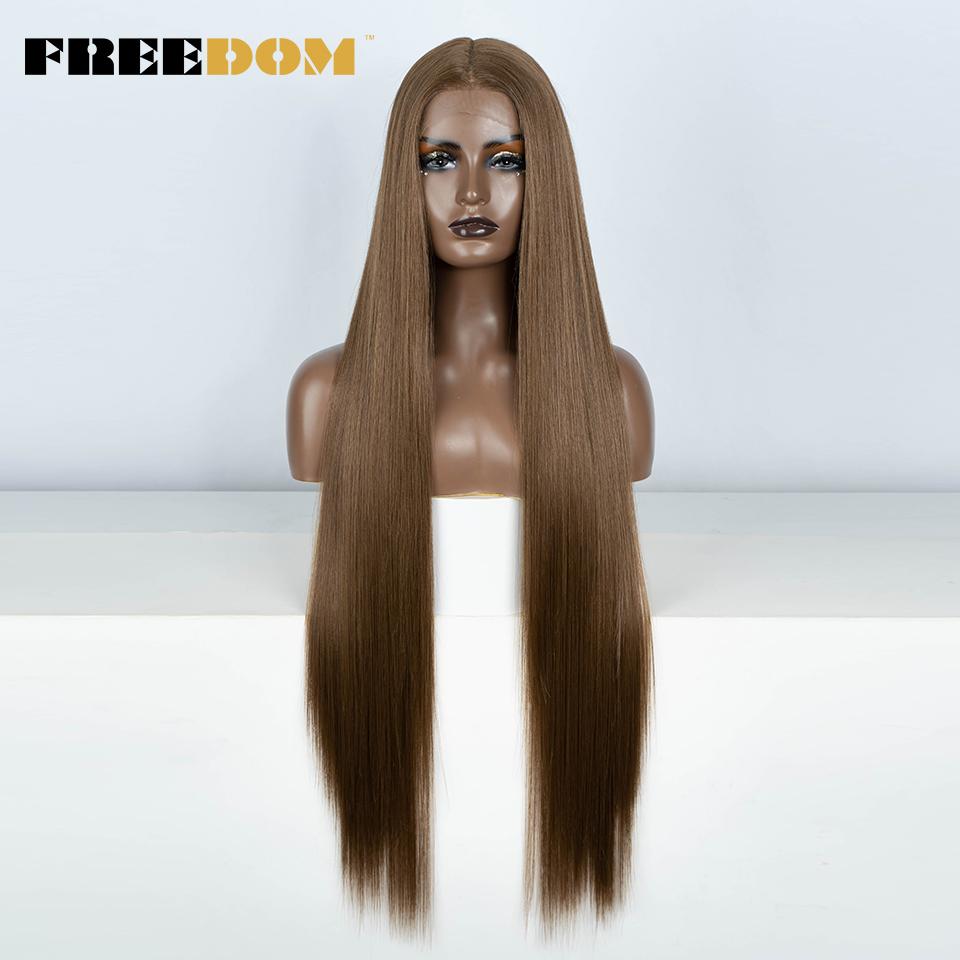 

FREEDOM Synthetic Lace Front Wigs For Women Straight Hair Synthetic Lace Wigs 38 Inch Ombre Long Cosplay Wigs Blonde Pink Wig (as the picture,38inches)