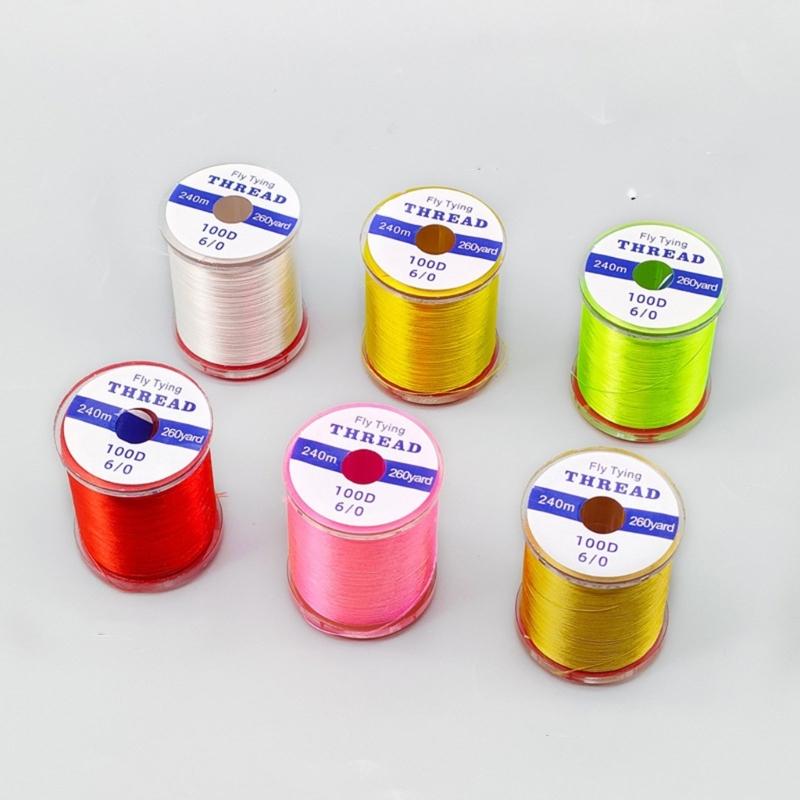 240M Fly Tying Thread Set 6 Bright Color High Strength Fly Tying Thread Fly Tying Wire for Saltwater and Freshwater