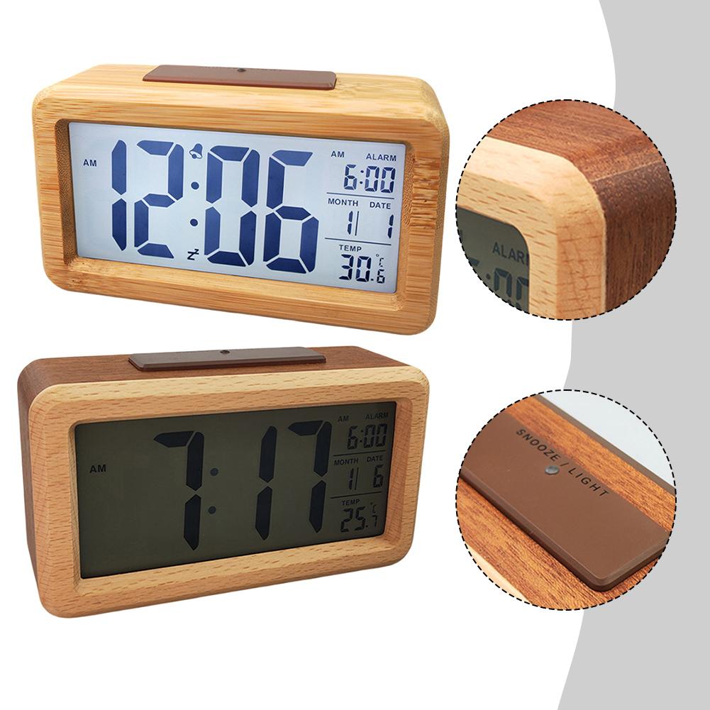 Light-Sensitive Clock Wooden Alarm Clock User-friendly