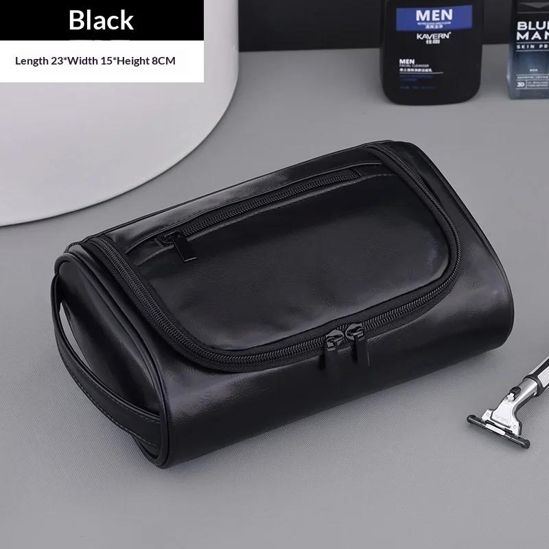 2025 New Handheld PU Men s Makeup Bag with High-end Feel, Large Capacity Waterproof and Portable Travel Wash Cosmetics Bag Box