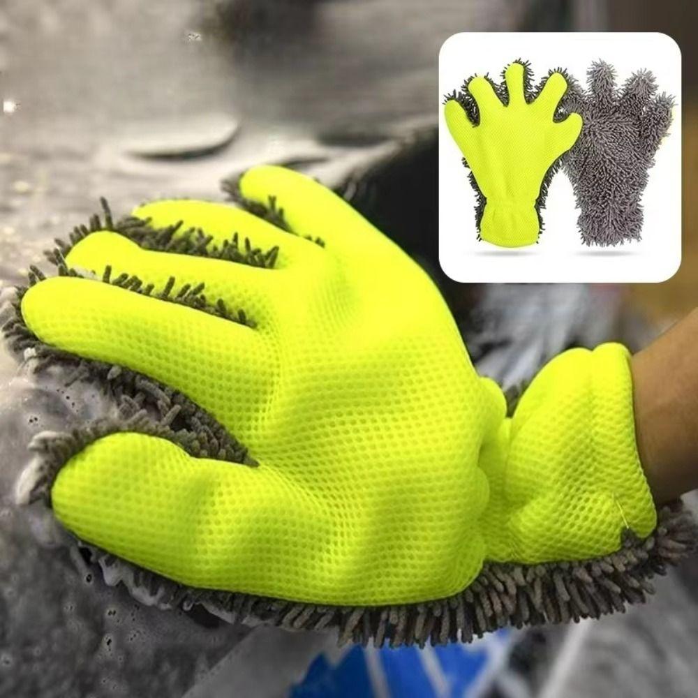 Anti-Scratch Car Washing Gloves Thick Cleaning Glove 5-Finger Design Washing Mitt  Auto Detailing