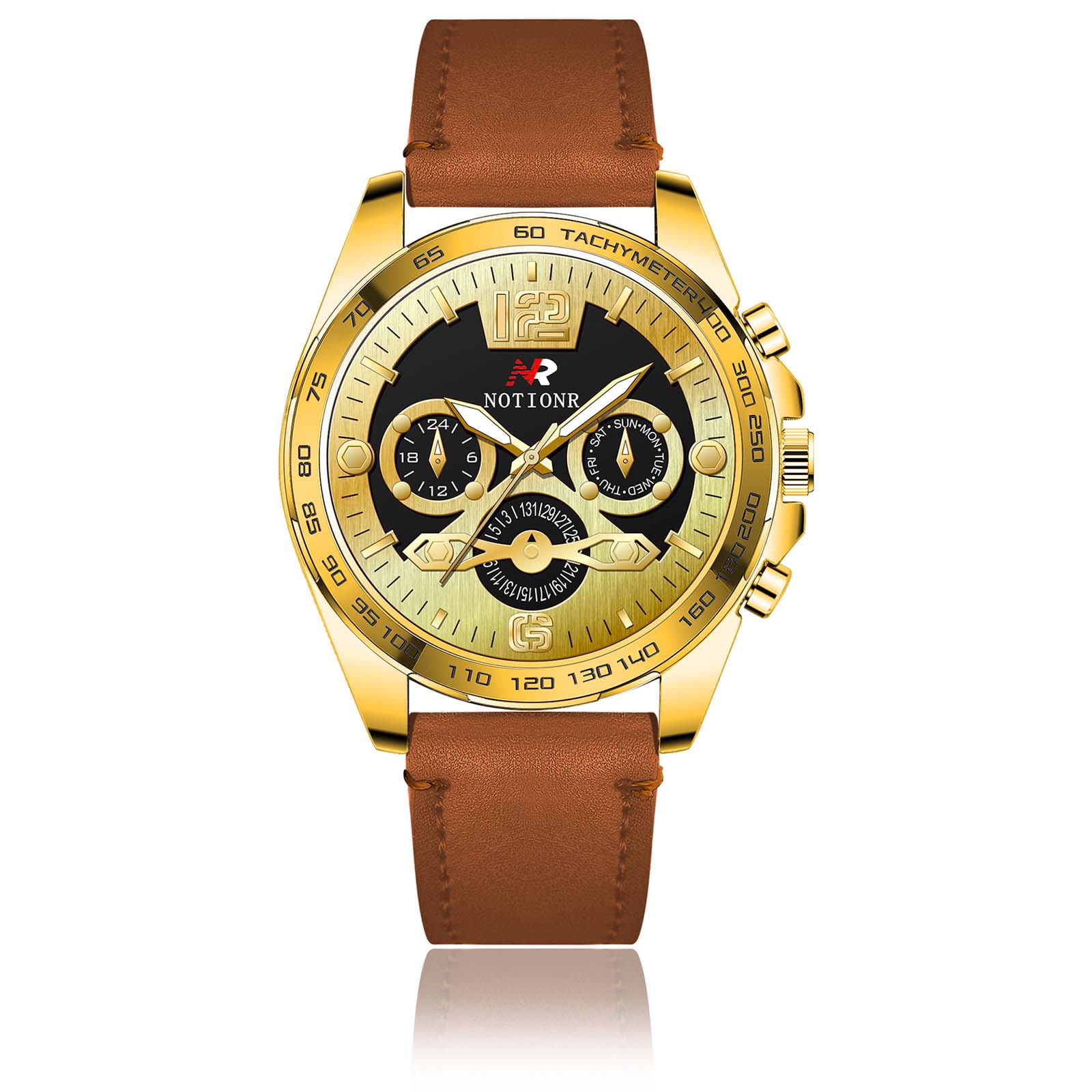 

Fashion Casual men s watch Moustache Men s watch Quartz Watch Sports Watch Men s Business Watch Large digital watch Leather strap золотий/коричневий