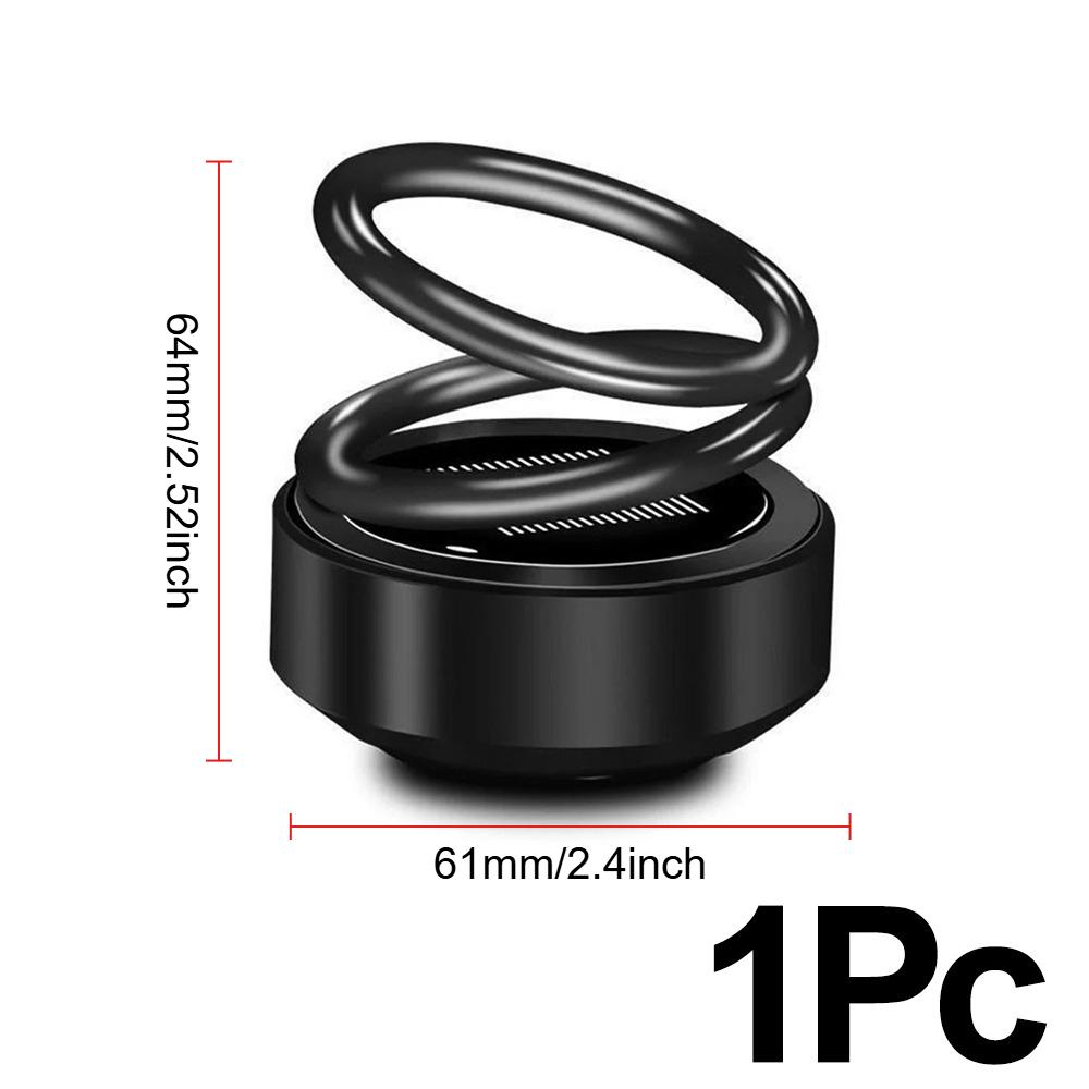 Car Solar Spinning Aroma Diffuser Aromatherapy Air Freshener Dual Ring Decor Odor Eliminator Long Lasting Vehicle Accessories