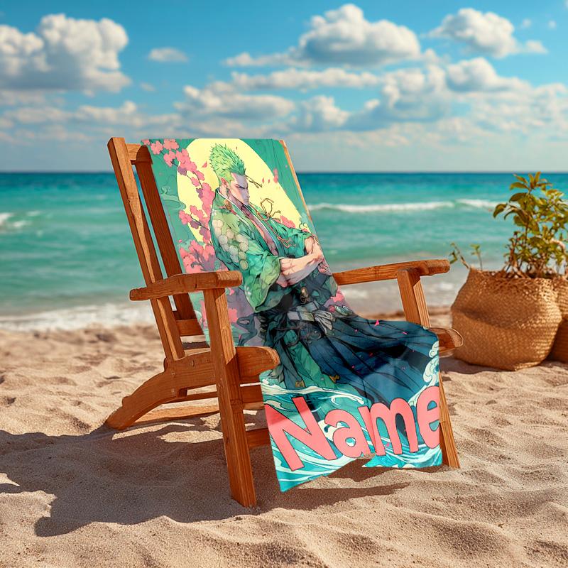 Personalized Customized Proof Beach Towel with Zoro the Pirate King Pattern - Soft, Absorbent,quick-drying,perfect Swimming,camping&bathing
