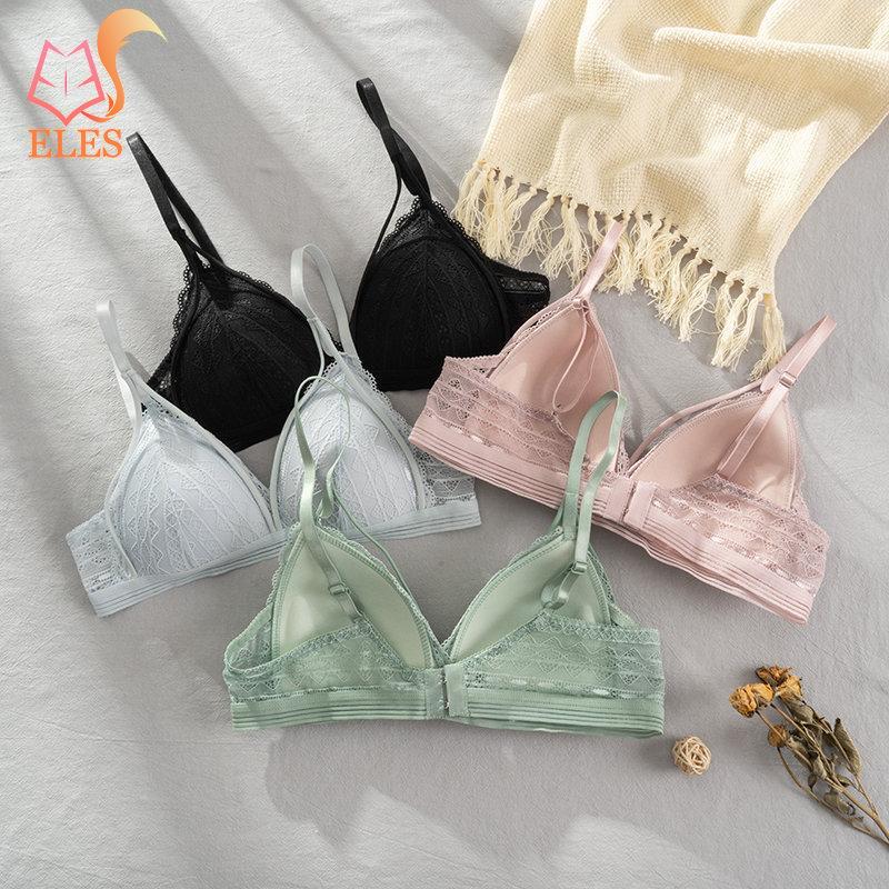Women Sexy Lingerie Beauty Back Deep V Lace Bralette Female Brassiere Push Up Bra Wire Free Thin Underwear