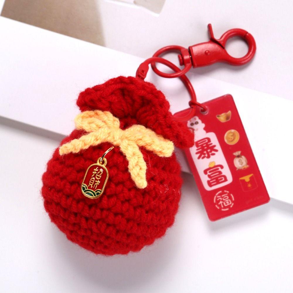 Cartoon Lucky Keychain Car Keyring Knit Doll Pendant Fashion Fu Bag Keychain  Accessories