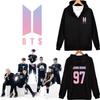 Sweat à capuche avec fermeture éclair et motif BTS pour adolescents, style décontracté