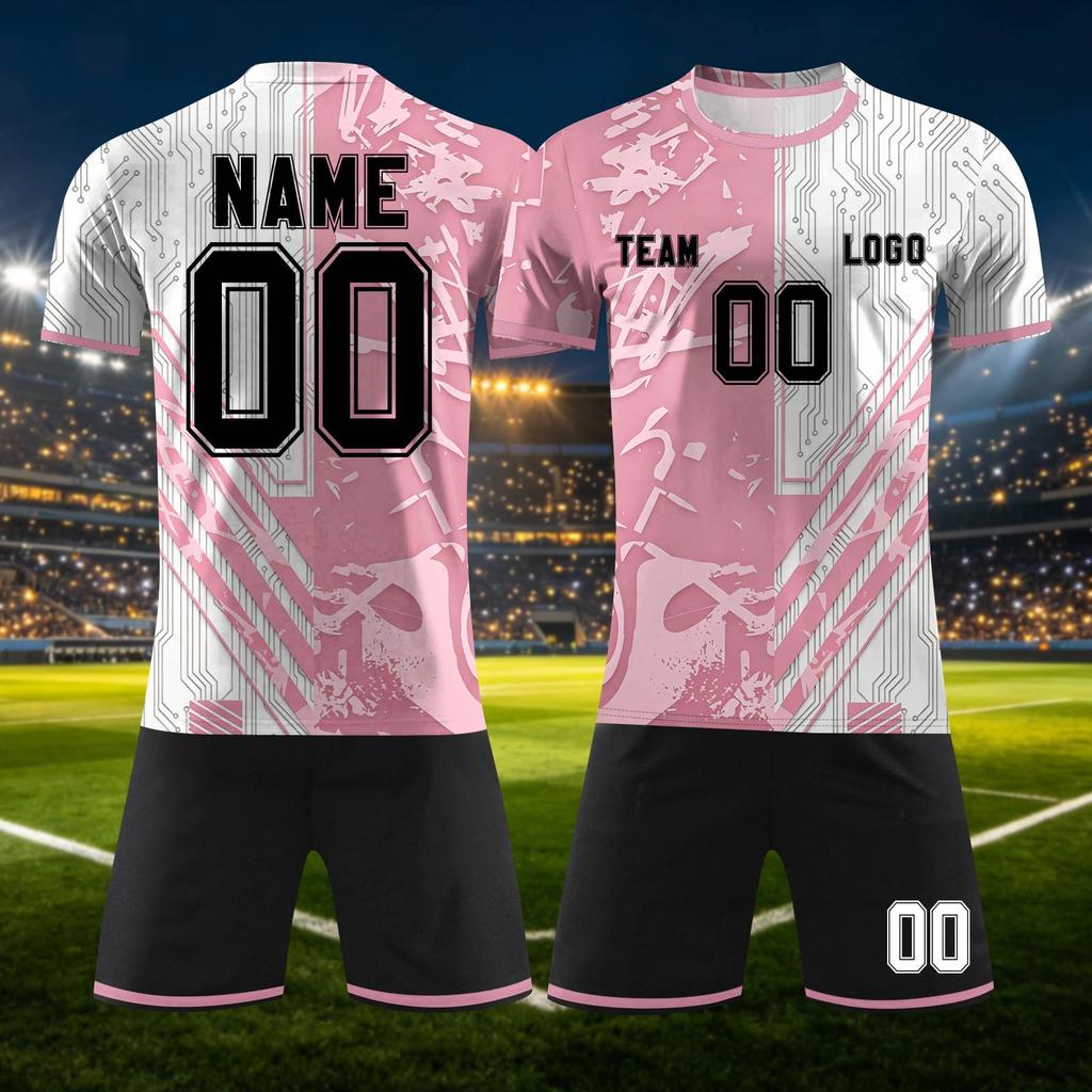 Conjunto Deportivo Personalizado de Dos Piezas DIY con Camiseta de Manga Corta y Pantalones Cortos para Uniformes de Equipo y Estampación Personalizada