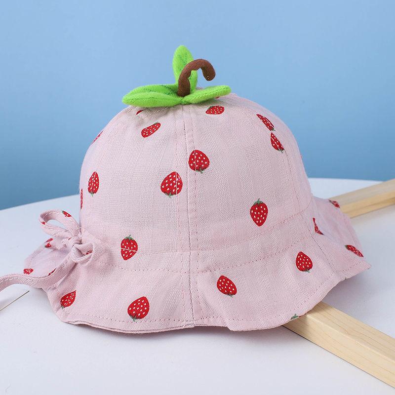 Baby Summer Sun Hat With Large Brim And Breathable Cotton For Toddler Girls And Boys Pink Strawberry
