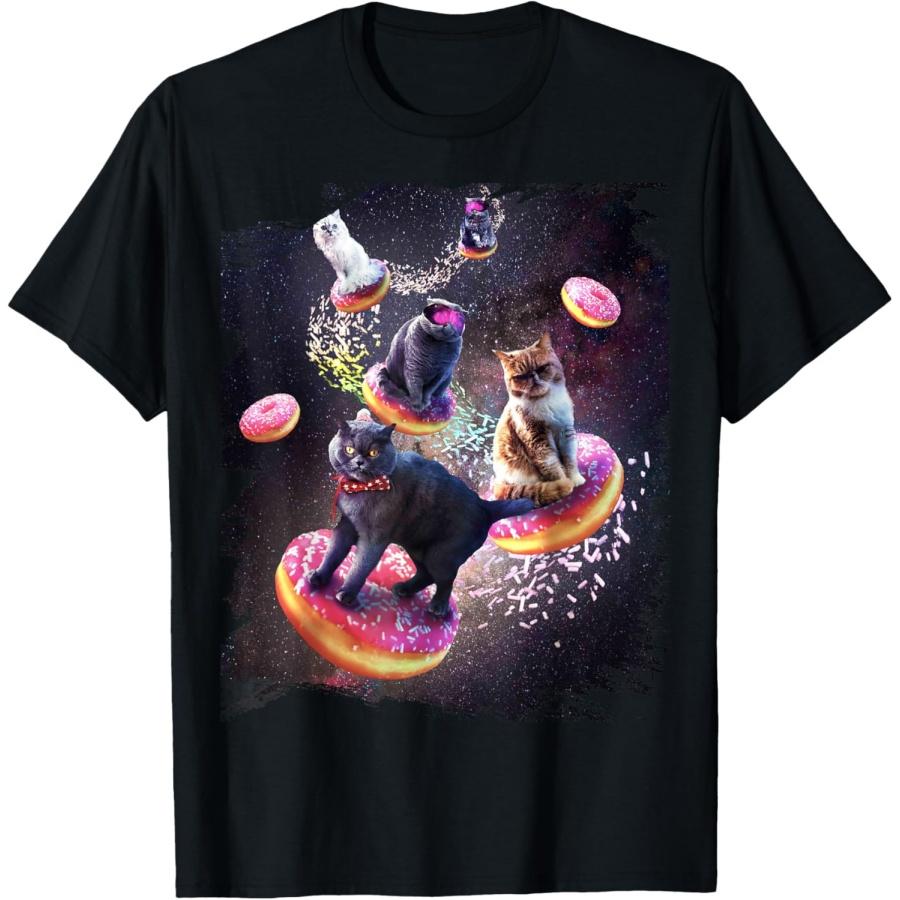 Galaxy Cat Donut - Space Cats Riding Doughnuts T-Shirt XXXXXL чёрный