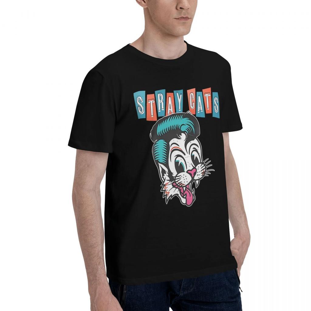 80s Music Band Stray Cats 100 Cotton Casual Breathable Confortable Vintage Mens Clothing Brands Funny Shirt