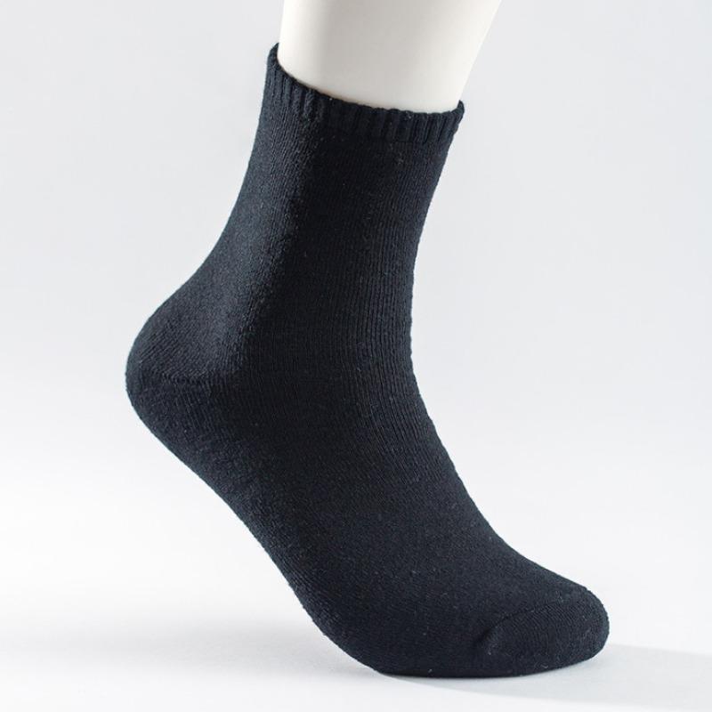 Men's Autumn and Winter New Casual Warm Cotton Wool Ring All Match Pure Color Plus Velvet Thickened Tube Socks