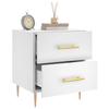 Table de chevet - Maison Exclusive - Blanc - Bois d'ingénierie - Tiroirs, pieds métal (lot de 2)