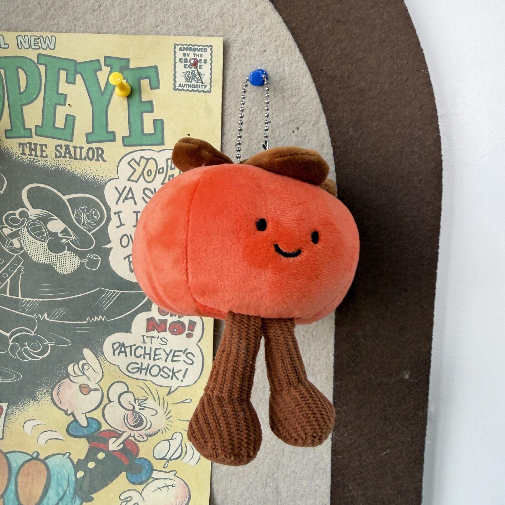Cute Plush Persimmon Doll Keychain Realistic Fruit Pendant Cartoon Legged Toy Bag Charm Accessory