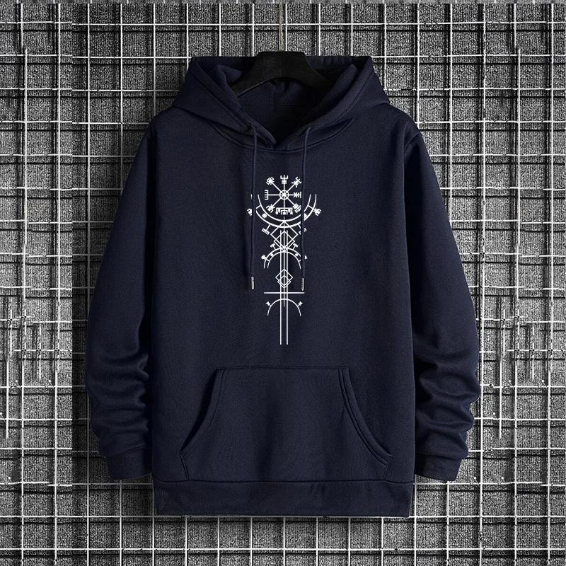 Autumn Winter Outerwear Viking Runes Print Mens Hoodie Urban Street Style Fashion Hooded Sweatshirt Male Hip Hop Casual Hoody