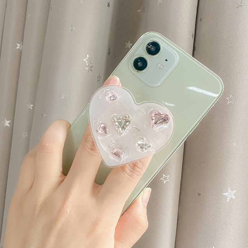 Rhinestone Gemstone Small Fresh Japanese Style Desktop Mobile Phone Case Watching Dramas Airbag Bracket Portable Portable Korean Trend