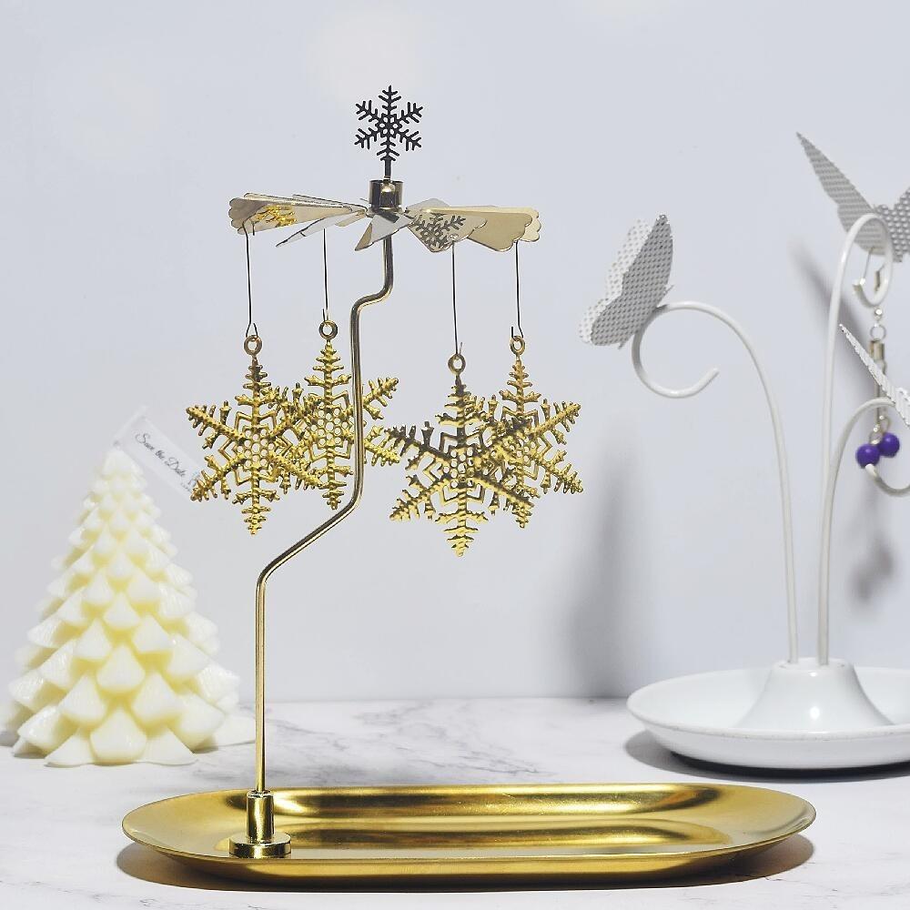 Gold/Silver Christmas Rotating Candle Holder Stainless Steel Rotating Candlesticks Night