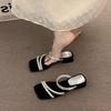 Niche Thick Heel Premium One-word Slippers Fairy Shoes Outer Wear 2025 Summer Temperament Evening French Sandals