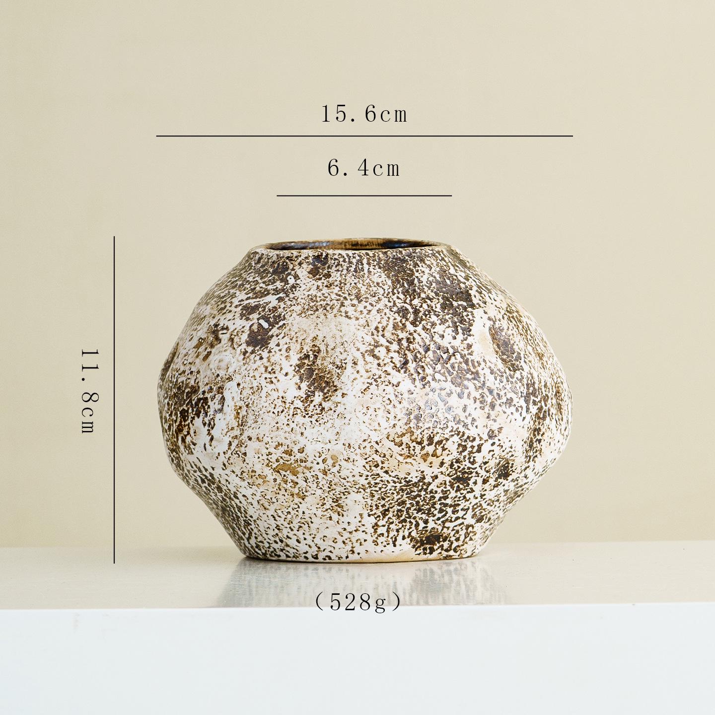 Shu Men Wabi-Sabi Ceramic Vase: Retro High-End Decor for Living Room or TV Cabinet