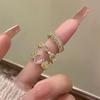 LATS 2PCS Crystal Crown Adjustable Ring Irregular Geometry Vintage Rings Set for Women Girls New Fashion Jewelry