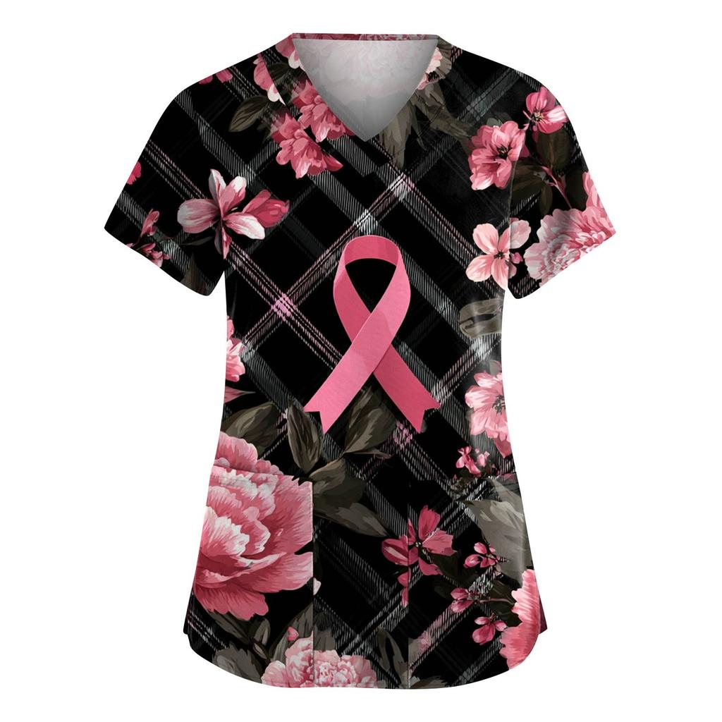 Dámská móda Overal s V výstřihem a krátkým rukávem s kapsami Potištěné topy Oblečení