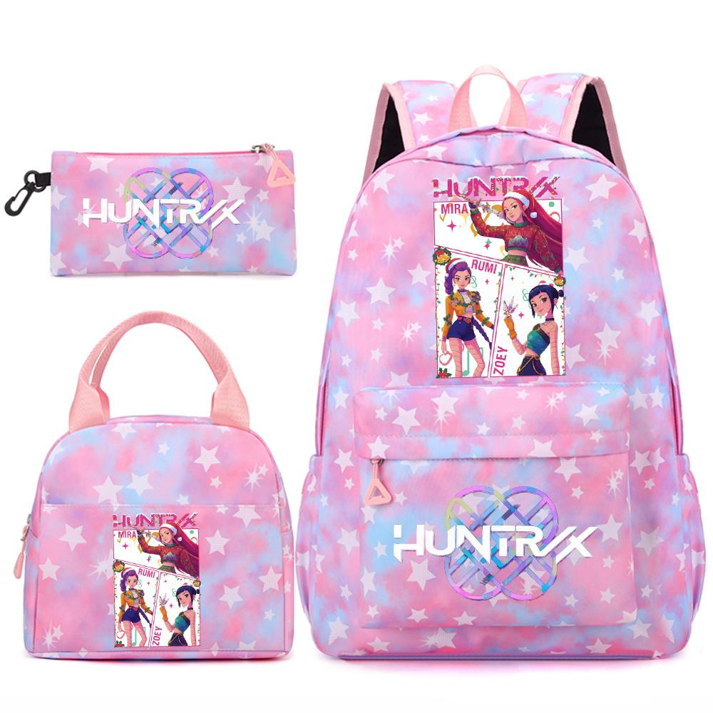 3Pcs/set Christmas Kpop Printed Backpack Handbag Pencil Case for Teenger Student Girl Boy Schoolbag Kid Bookbag Large Capacity Travel Bag Gift