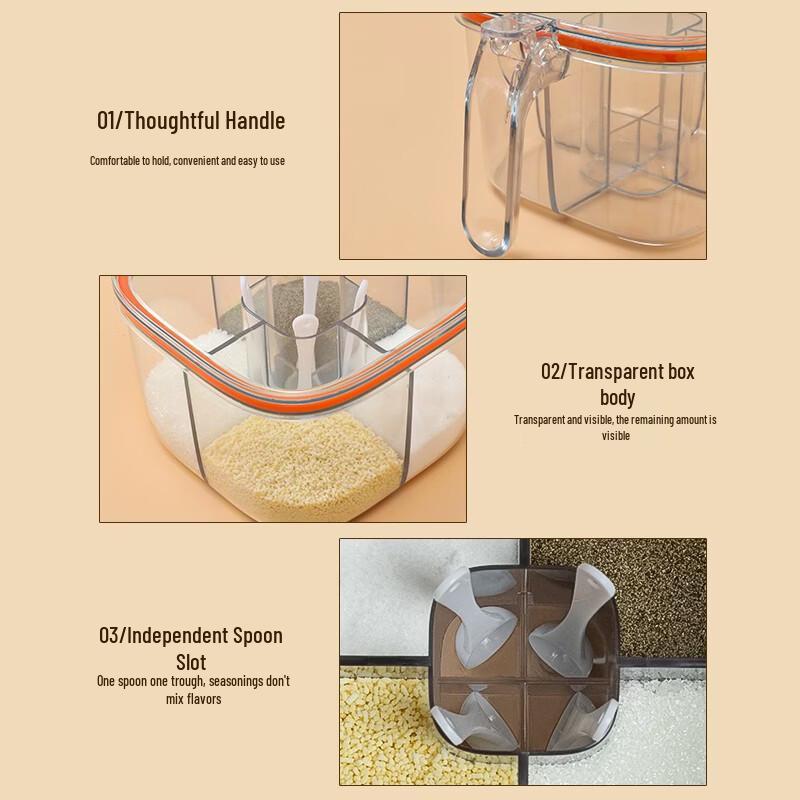 YOUQIN 4-in-1 Multi-Compartment Seasoning Box