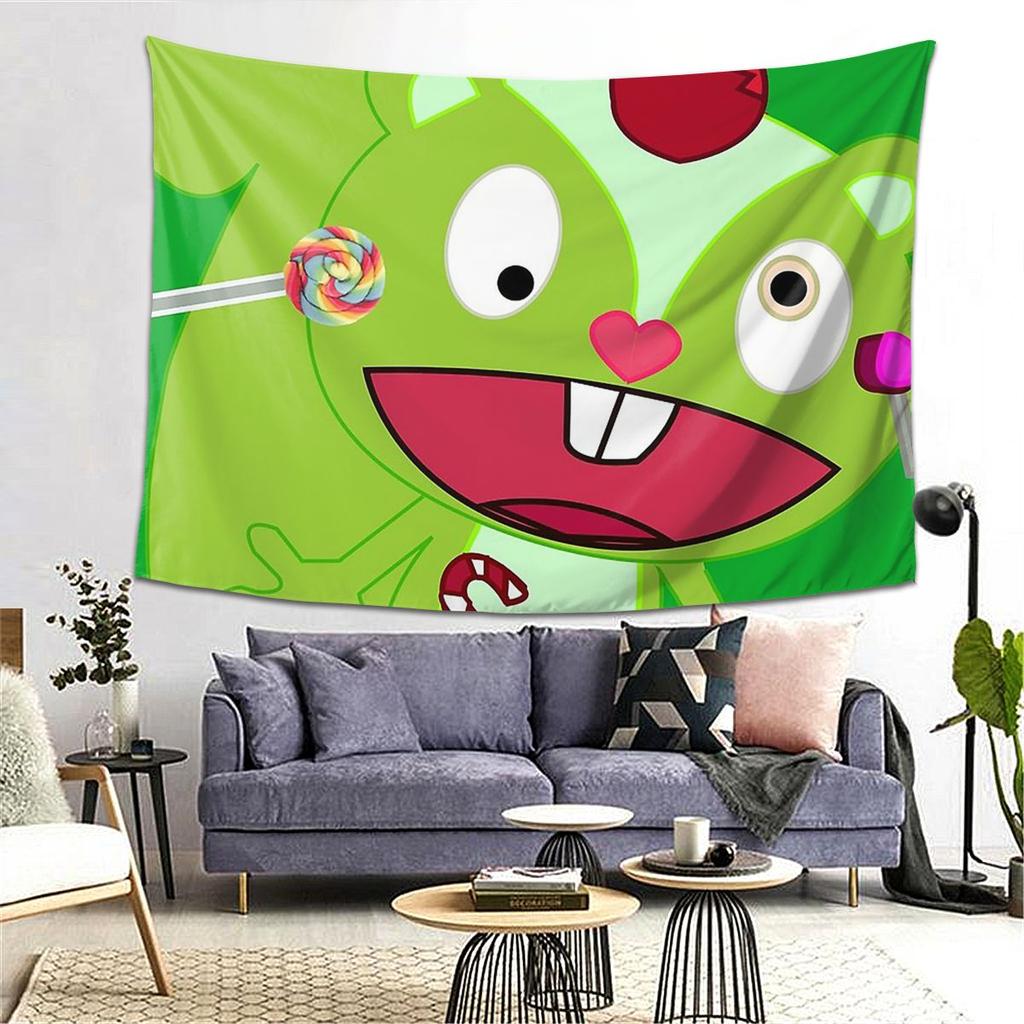 Nutty  Happy Tree Friends Tapestry Decoration Art Aesthetic Tapestries for Living Room Bedroom Home Wall Cloth Wall Hanging
