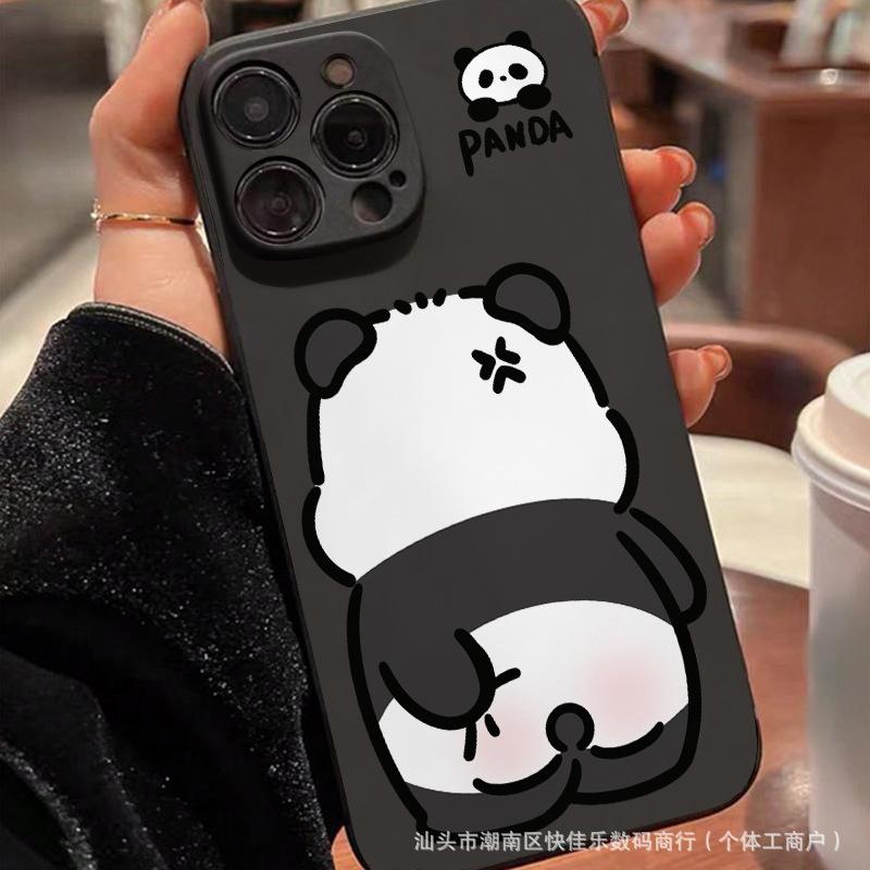 The black and white panda is compatible with iPhone 16 Pro Max and iPhone 11/12/13/14/15 Pro Max phone cases x/xs