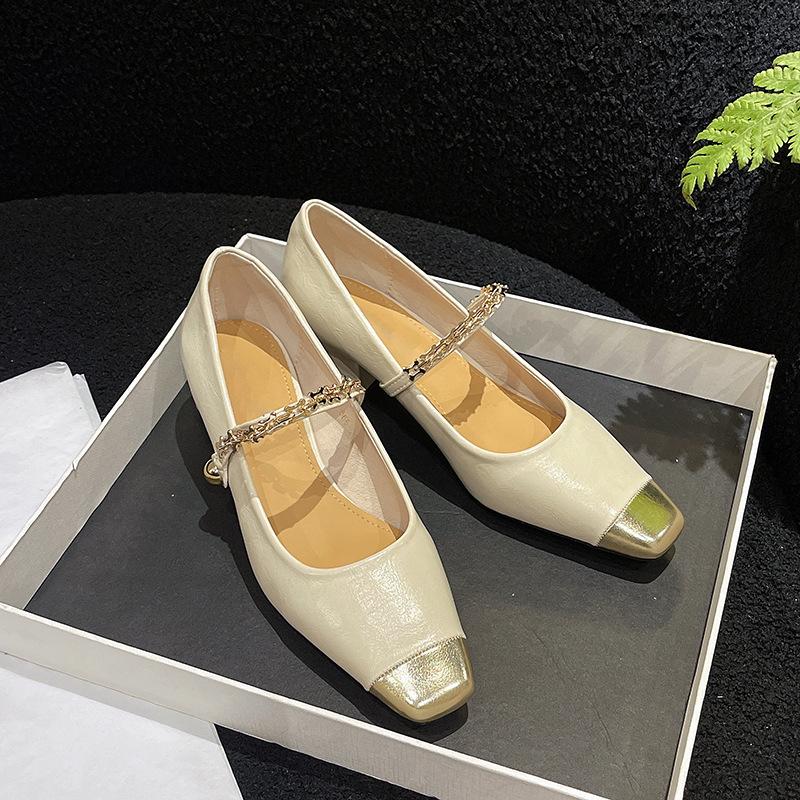 Thick heel square head Mary Jane single shoes women's shoes 2025 new spring and autumn temperament shoes