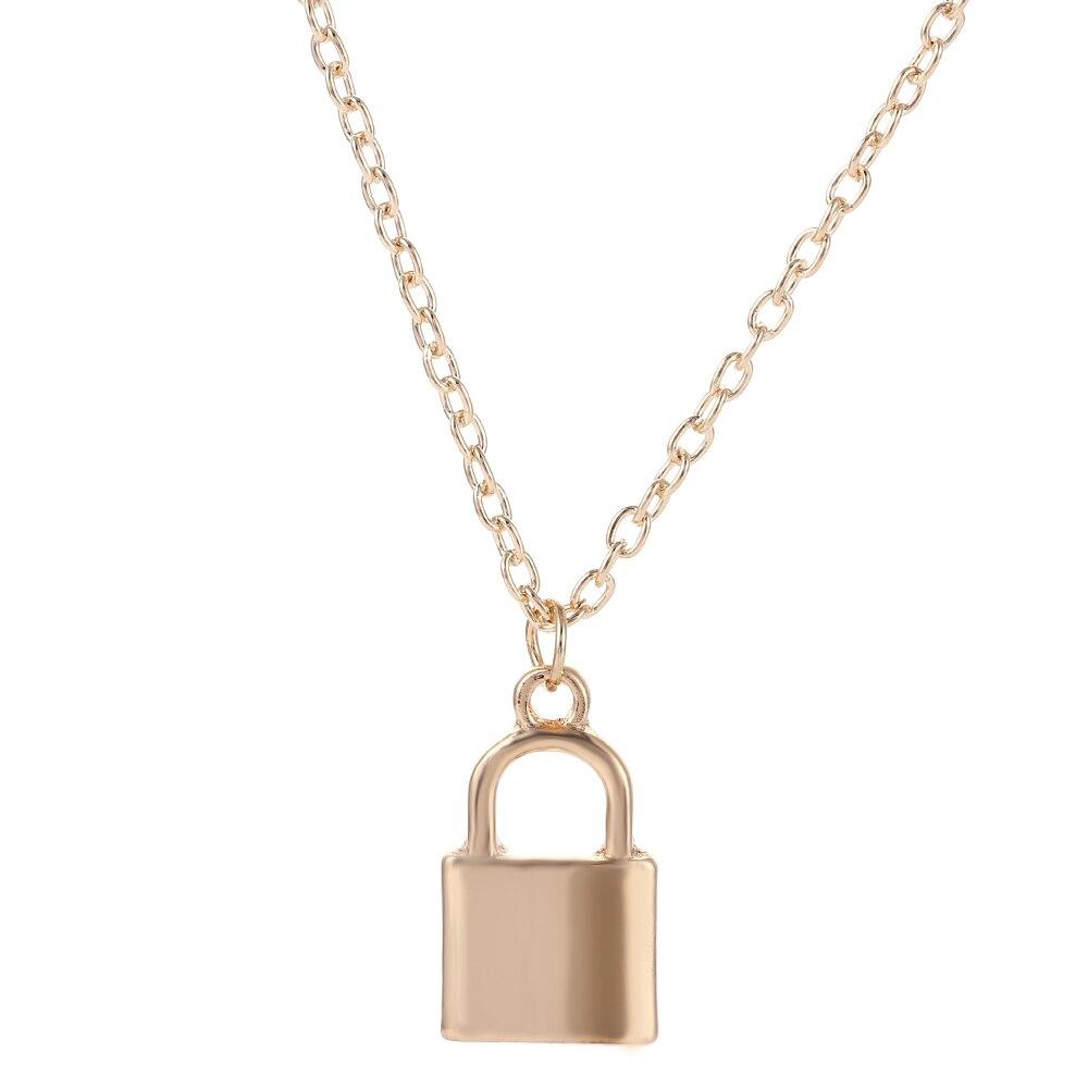Fashion Metal Plating Lock Necklace Ladies Pendant Clavicle Chain