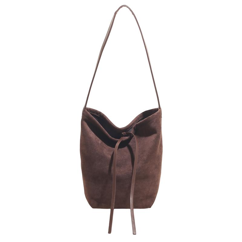 Solid Color Casual Bow Korean Version Fashion Matte Large Capacity Retro Tote Underarm Bag Women
