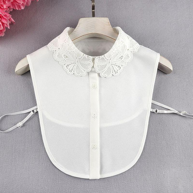 Białe Sztuczne Kołnierzyki Dla Kobiet Krata Klapa Odpinany Kołnierzyk Koszula Koronka Stójka Fałszywy Kołnierzyk Kobieta Zdejmowany Krawat Nep Kraagie